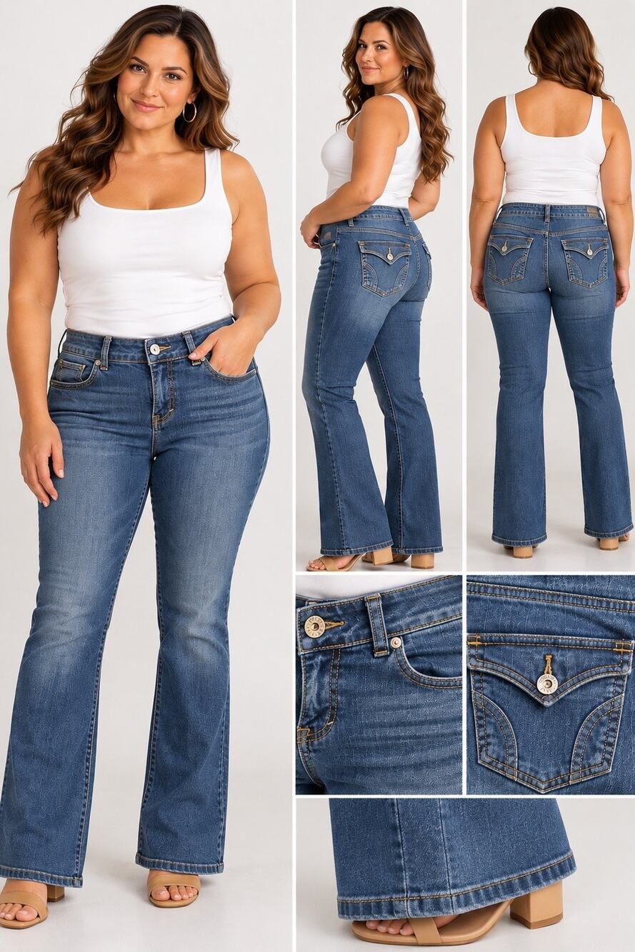 DKNY Jeans Women's Bootcut Blue Denim Stretch 5-Pocket Design Size 14